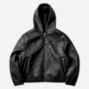 Chaqueta bomber negra con capucha y tachuelas